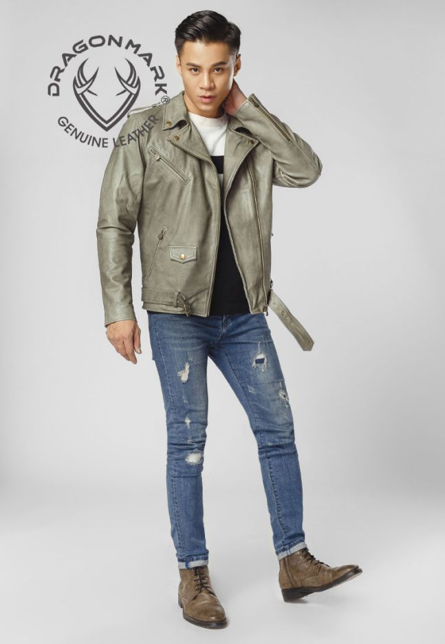 áo da bò xám cao cấp su57