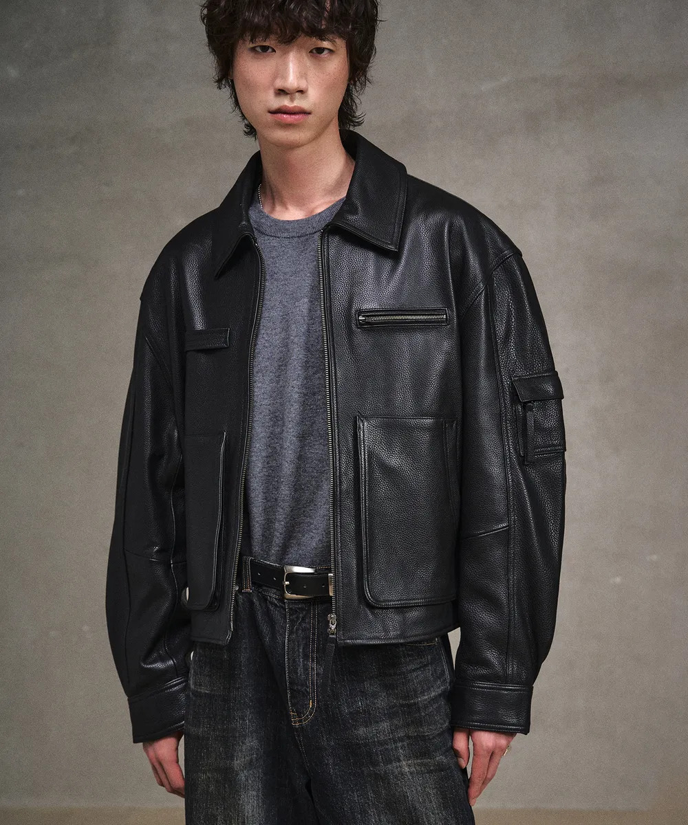 áo da nam oversize phom rộng boxy