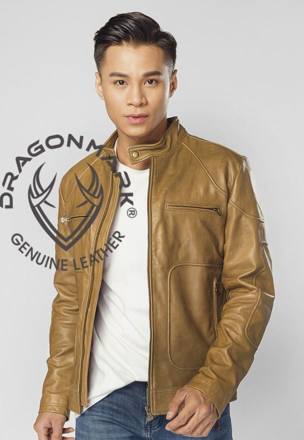 gợi ý phối đồ với áo khoác da nam màu nâu B2