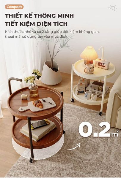 bàn trà di động 2 tầng
