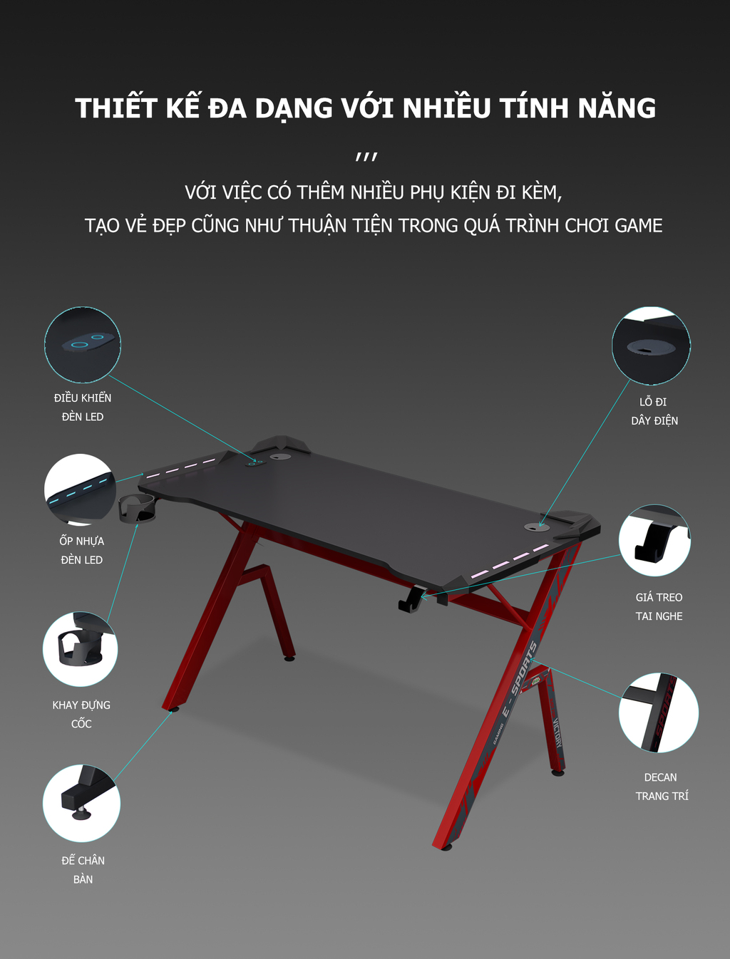 bàn gaming chân chữ k