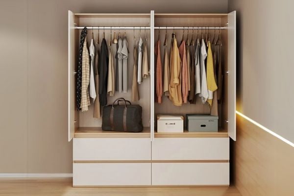 tủ quần áo gỗ công nghiệp 4 cánh