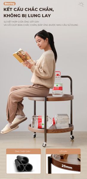 bàn trà di động 2 tầng