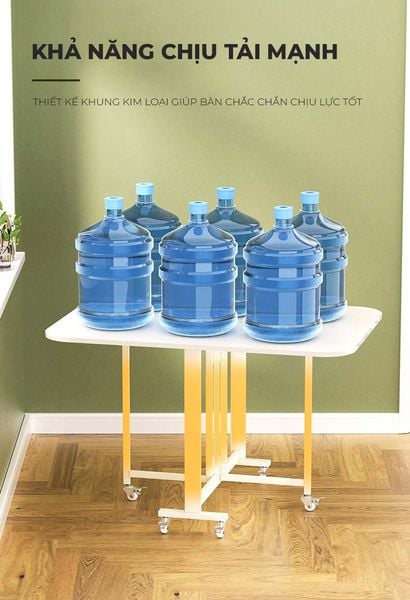 bàn ăn gấp gọn có bánh xe