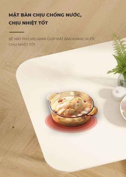 bàn ăn gấp gọn có bánh xe