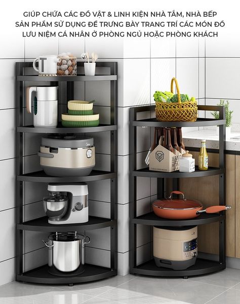 Kệ Góc 4 Tầng - Full Đen - 89cm x 30.5cm/ 115cm x 30.5cm - GM119