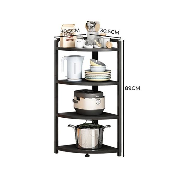 Kệ Góc 4 Tầng - Full Đen - 89cm x 30.5cm/ 115cm x 30.5cm - GM119