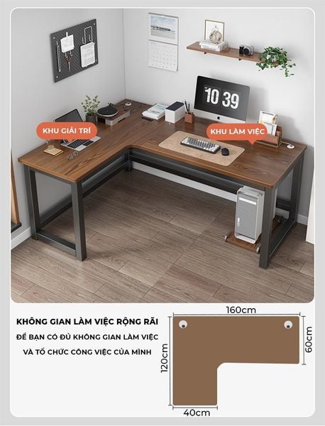 BÀN LÀM VIỆC CHỮ L với thiết kế hiện đại, sang trọng cho không gian học tập, làm việc năng suất - GM126 - Nội Thất IGA Việt Nam