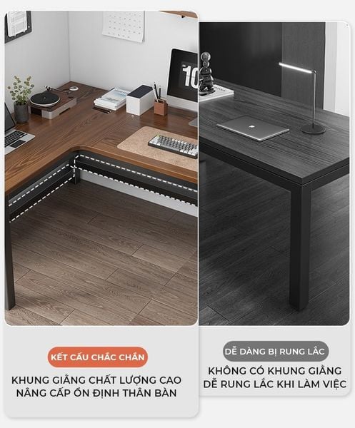BÀN LÀM VIỆC CHỮ L với thiết kế hiện đại, sang trọng cho không gian học tập, làm việc năng suất - GM126 - Nội Thất IGA Việt Nam