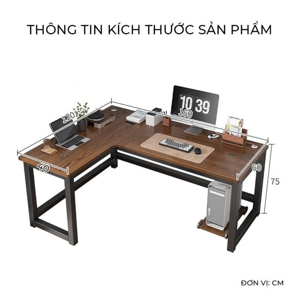 BÀN LÀM VIỆC CHỮ L với thiết kế hiện đại, sang trọng cho không gian học tập, làm việc năng suất - GM126 - Nội Thất IGA Việt Nam