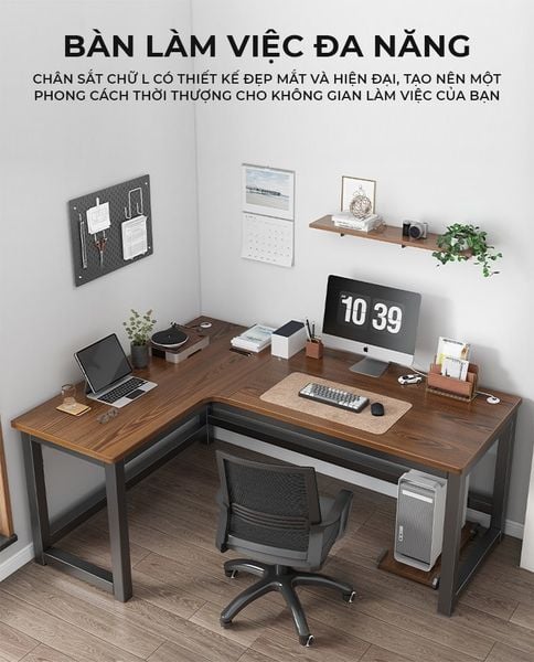BÀN LÀM VIỆC CHỮ L với thiết kế hiện đại, sang trọng cho không gian học tập, làm việc năng suất - GM126 - Nội Thất IGA Việt Nam