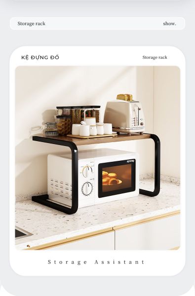 Kệ Lò Vi Sóng Khung Trắng Vân Gỗ/ Đen Gỗ Óc Chó - GM157 - Nội Thất IGA Việt Nam