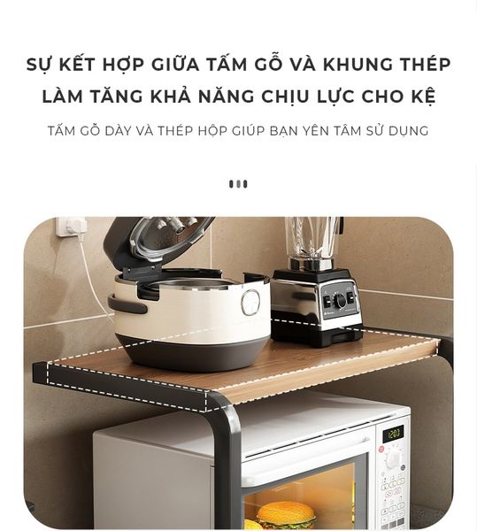 Kệ Lò Vi Sóng Khung Trắng Vân Gỗ/ Đen Gỗ Óc Chó - GM157 - Nội Thất IGA Việt Nam
