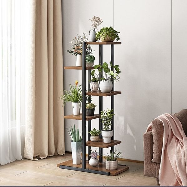 Kệ Để Chậu Cây Đa Tầng Khung Trắng Vân Gỗ/ Khung Đen Óc Chó - GM159