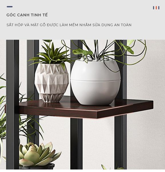 Kệ Để Chậu Cây Đa Tầng Khung Trắng Vân Gỗ/ Khung Đen Óc Chó - GM159