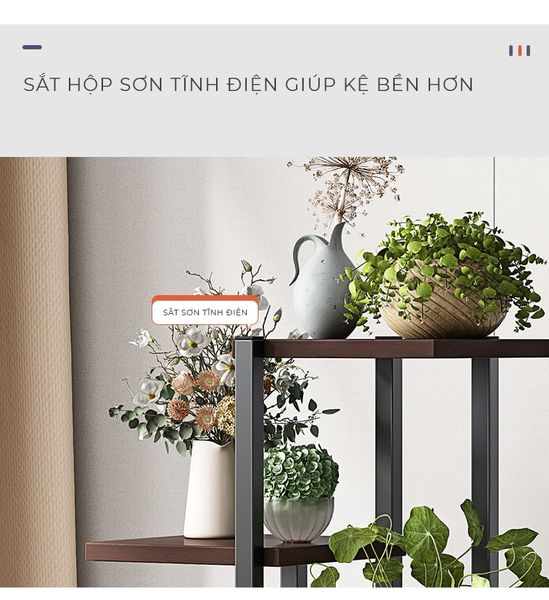 Kệ Để Chậu Cây Đa Tầng Khung Trắng Vân Gỗ/ Khung Đen Óc Chó - GM159