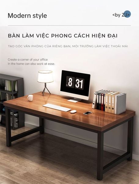 Bàn Làm Việc Khung Đen - Màu Vân Gỗ/Màu Óc Chó - GM166 - Nội Thất IGA Việt Nam