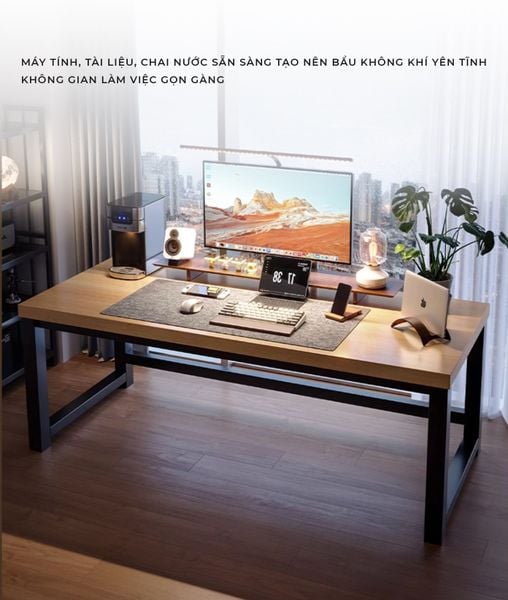 Bàn Làm Việc Khung Đen - Màu Vân Gỗ/Màu Óc Chó - GM166 - Nội Thất IGA Việt Nam