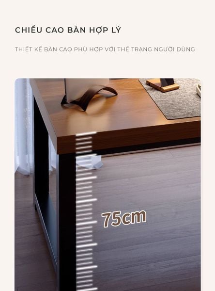 Bàn Làm Việc Khung Đen - Màu Vân Gỗ/Màu Óc Chó - GM166 - Nội Thất IGA Việt Nam