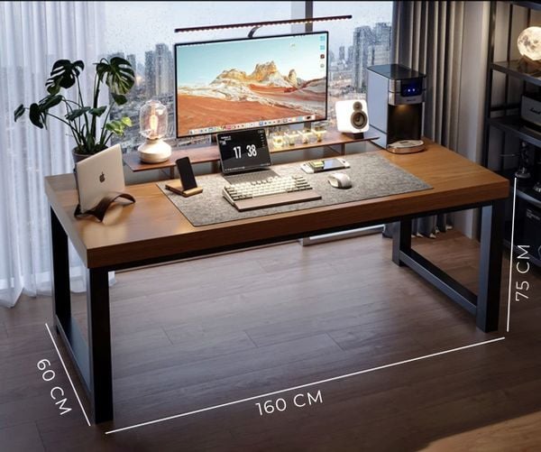 Bàn Làm Việc Khung Đen - Màu Vân Gỗ/Màu Óc Chó - GM166 - Nội Thất IGA Việt Nam