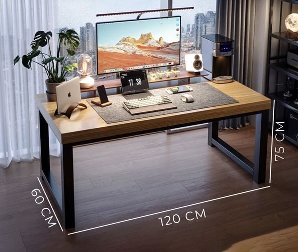 Bàn Làm Việc Khung Đen - Màu Vân Gỗ/Màu Óc Chó - GM166 - Nội Thất IGA Việt Nam