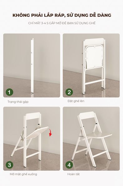 Ghế Gấp Gọn Đa Năng Trắng - GM192 - Nội Thất IGA Việt Nam