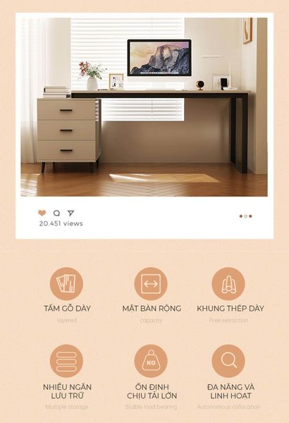 bàn làm việc kèm tủ