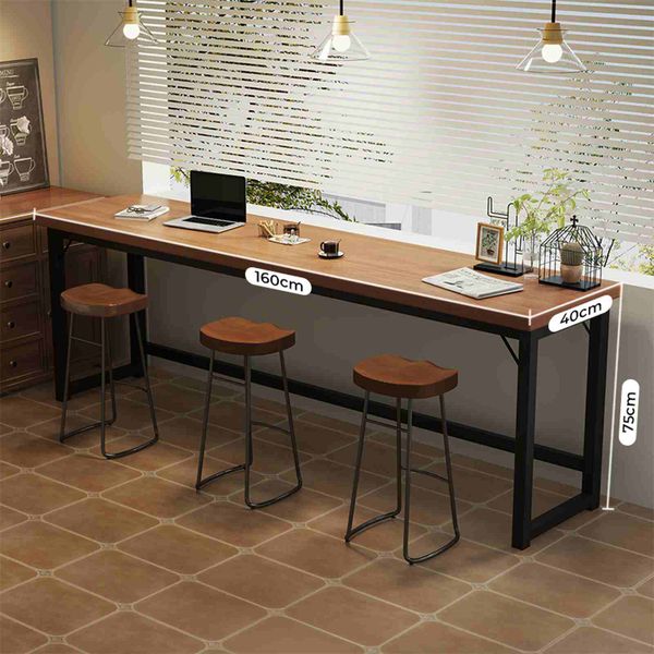 Bàn làm việc khung đen gỗ óc chó