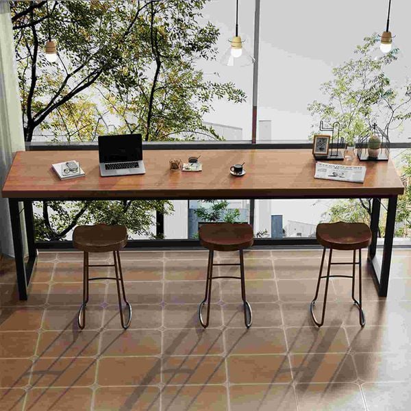 Bàn làm việc khung đen gỗ óc chó