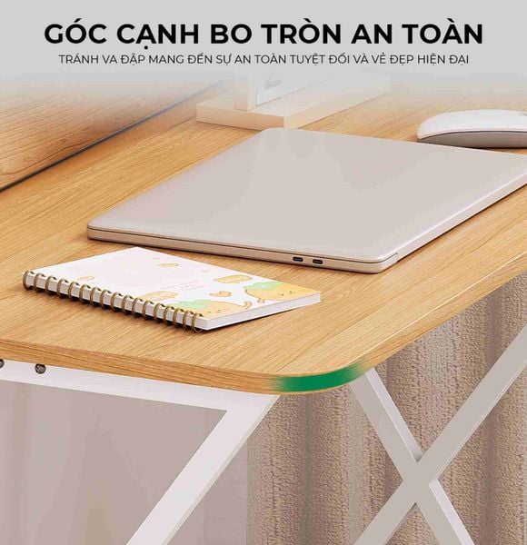 Bàn làm việc khung trắng vân gỗ