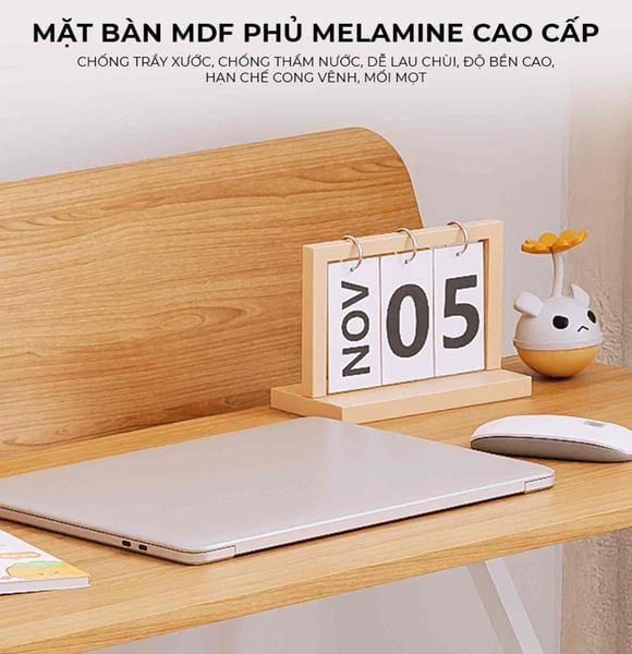 Bàn làm việc khung trắng vân gỗ