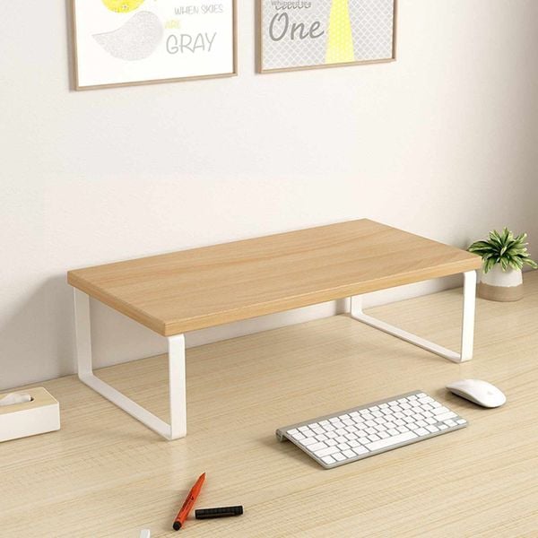 Kệ laptop để bàn khung trắng vân gỗ