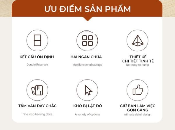 Kệ laptop để bàn khung trắng vân gỗ