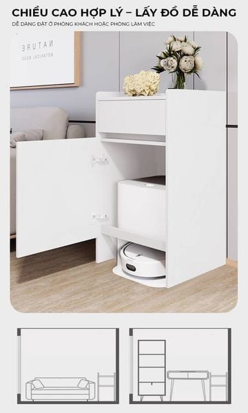 Tủ robot hút bụi full trắng