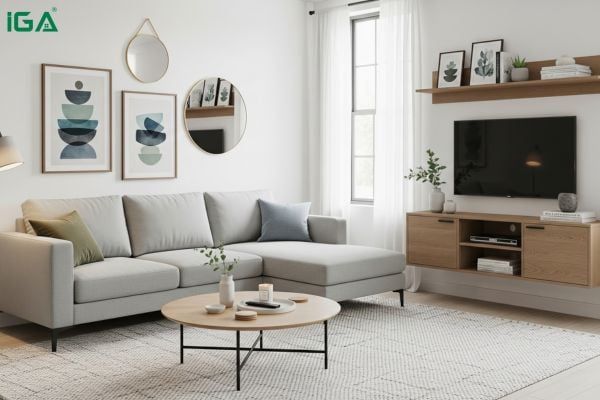 phòng khách decor đơn giản