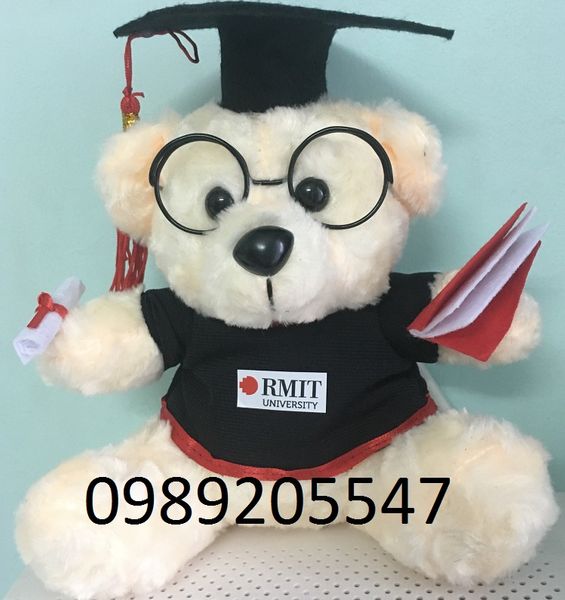 Gấu bông tốt nghiệp thêu logo Đại học Rmit 