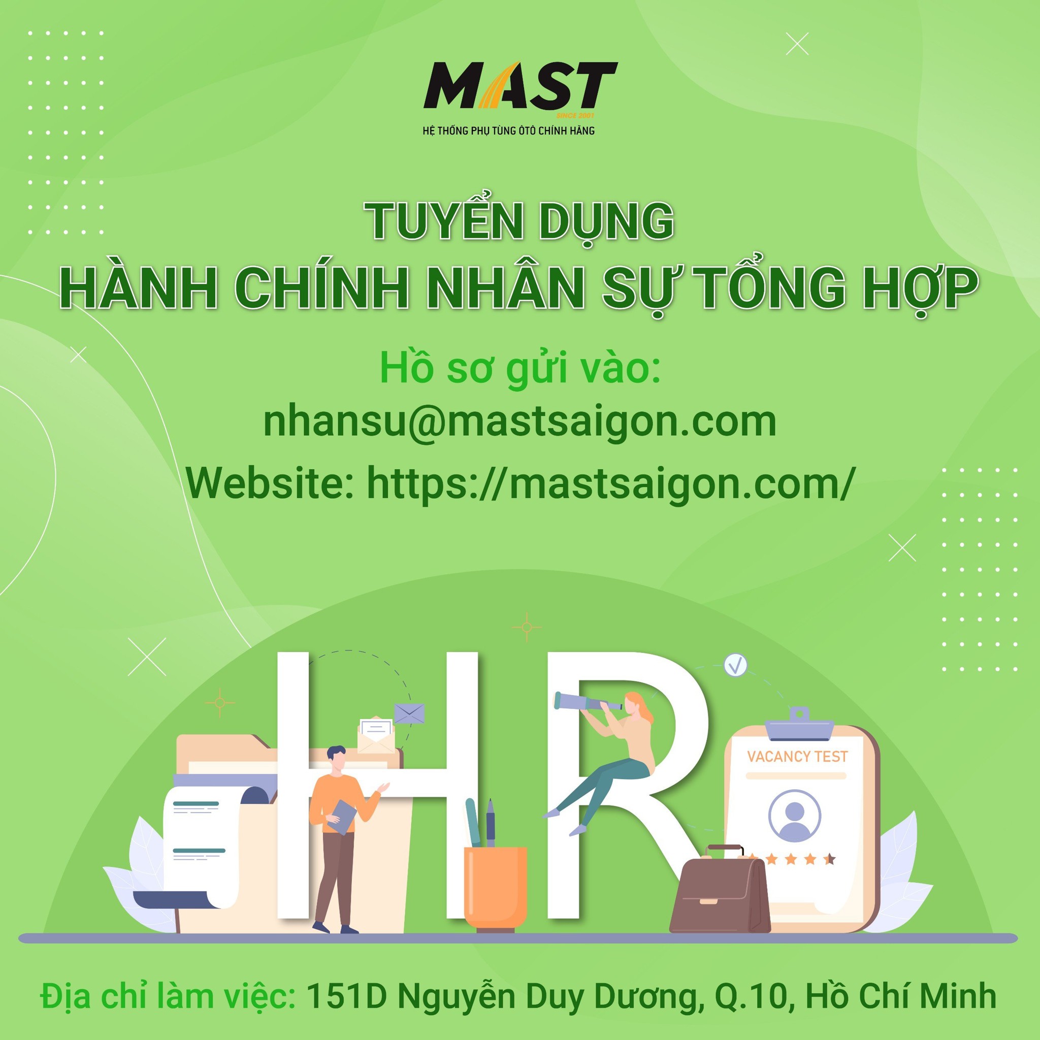 Tuyển dụng Phụ trách Hành chính Nhân sự Tổng hợp