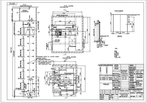 bảng thiết kế của thang máy mitsubishi 450kg