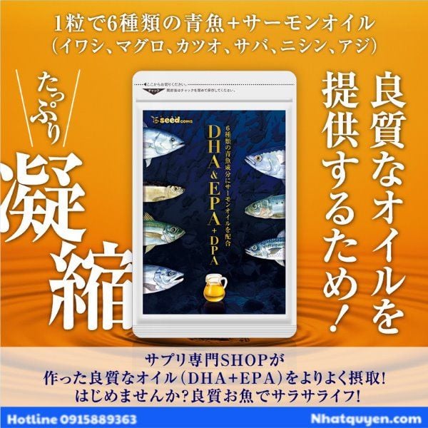 Viên uống dầu cá DHA&EPA Seedcoms Nhật Bản