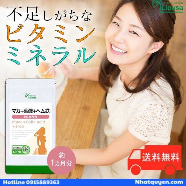 Viên bổ sung Maca - Folic Acid – Iron Lipusa Nhật Bản cho phụ nữ