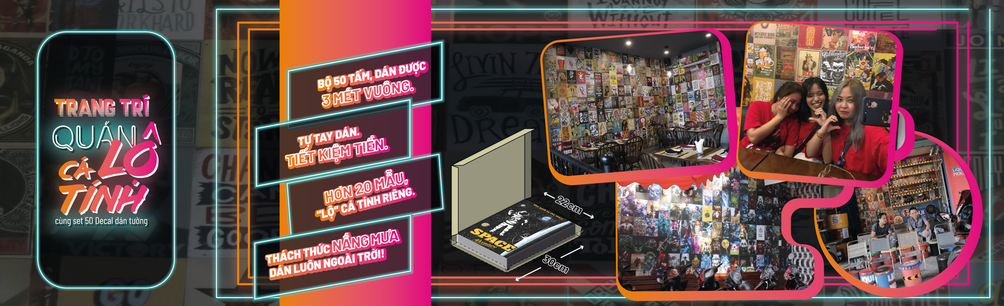 SET 50 TẤM DECAL DÁN TƯỜNG