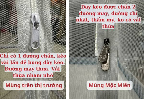 Sự khác nhau giữa mùng chụp Mộc Miên và các loại mùng chụp khác trên thị trường