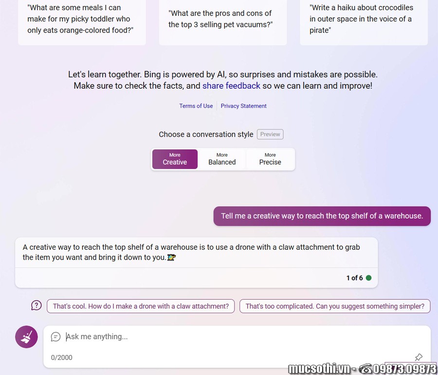 Bing AI vừa cập nhật 3 tính cách cho Chatbot để tương tác với người dùng - 09873.09873