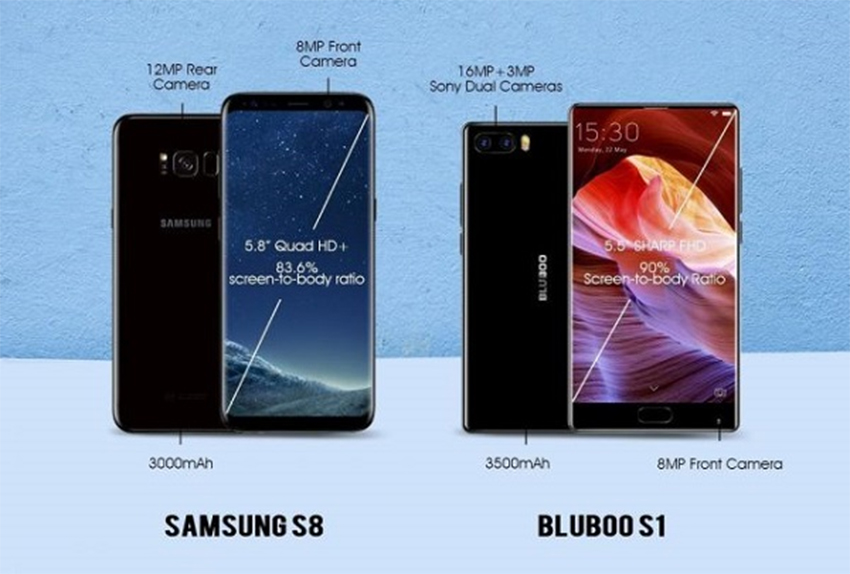 mục sở thị smartphone bluboo s1 với samsung S8