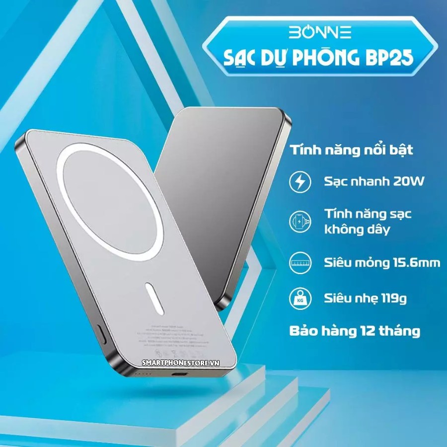 Mục sở thị Pin Sạc Dự Phòng Bonne BP25 Bonne – Siêu Mỏng, Dung Lượng 5000mAh/1000 có Deal giá tốt - Hốt ngay liên hệ 09873.09873