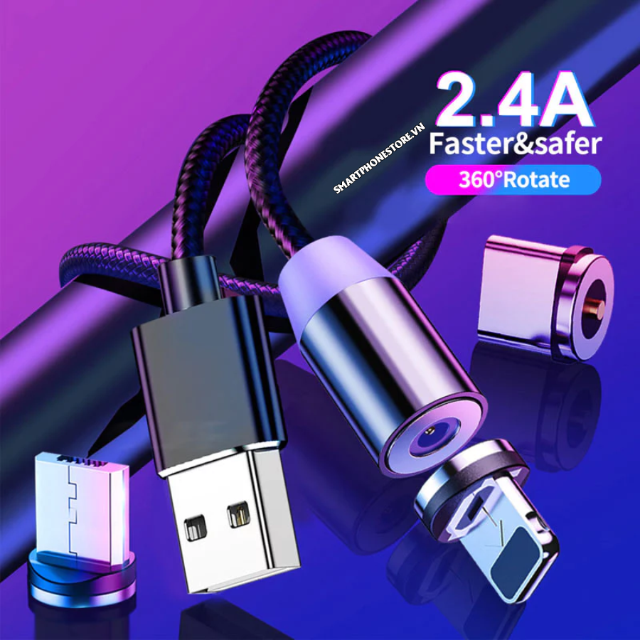 Mục sở thị Cáp nam châm 360 sạc nhanh đa năng type c/lightning/micro usb 3 trong 1 có Deal giá tốt - Hốt ngay liên hệ 09873.09873