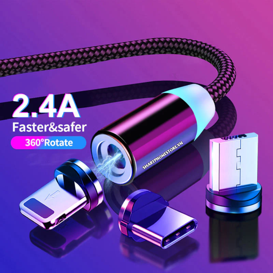 Mục sở thị Cáp nam châm 360 sạc nhanh đa năng type c/lightning/micro usb 3 trong 1 có Deal giá tốt - Hốt ngay liên hệ 09873.09873