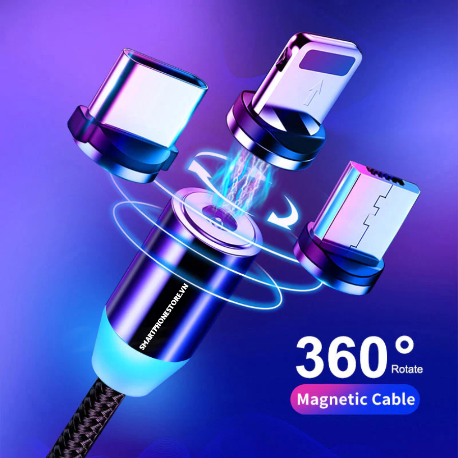 Mục sở thị Cáp nam châm 360 sạc nhanh đa năng type c/lightning/micro usb 3 trong 1 có Deal giá tốt - Hốt ngay liên hệ 09873.09873