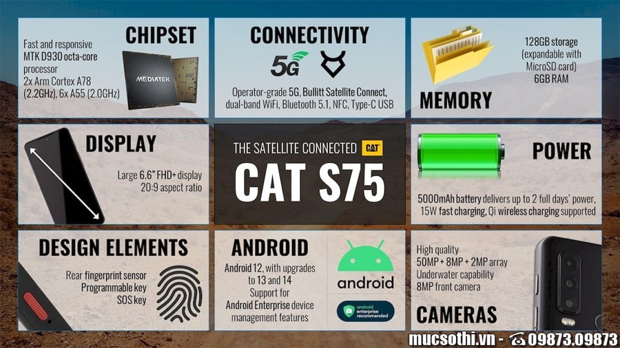 Mục sở thị Cat S75 điện thoại Android nhắn tin vệ tinh mới xuất hiện - 09873.09873