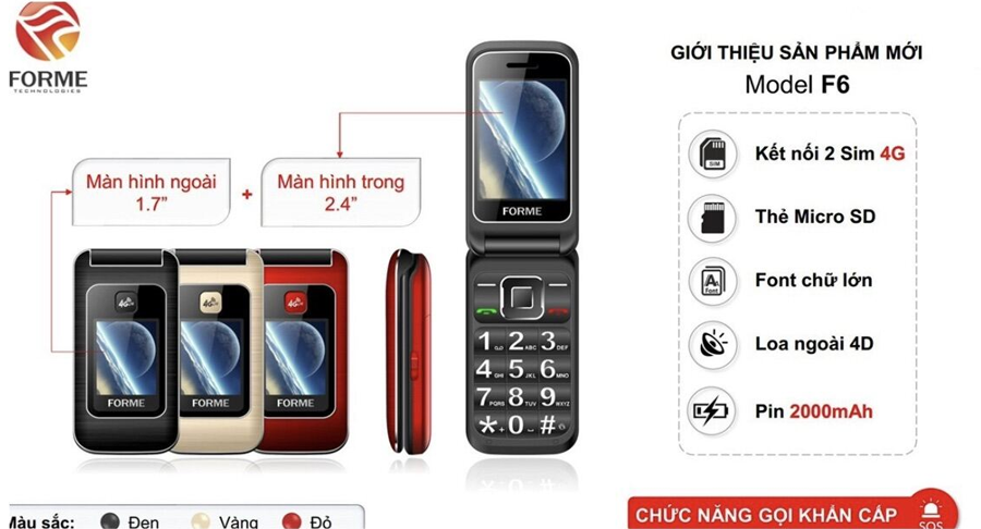SmartphoneStore.vn - Bán lẻ giá sỉ, online giá tốt điện thoại 4G Forme F6 kiểu gập chính hãng - 09175.09195